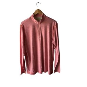 Orvis Trout Bum Men's Size L Pink Lightweight Quarter Zip Top